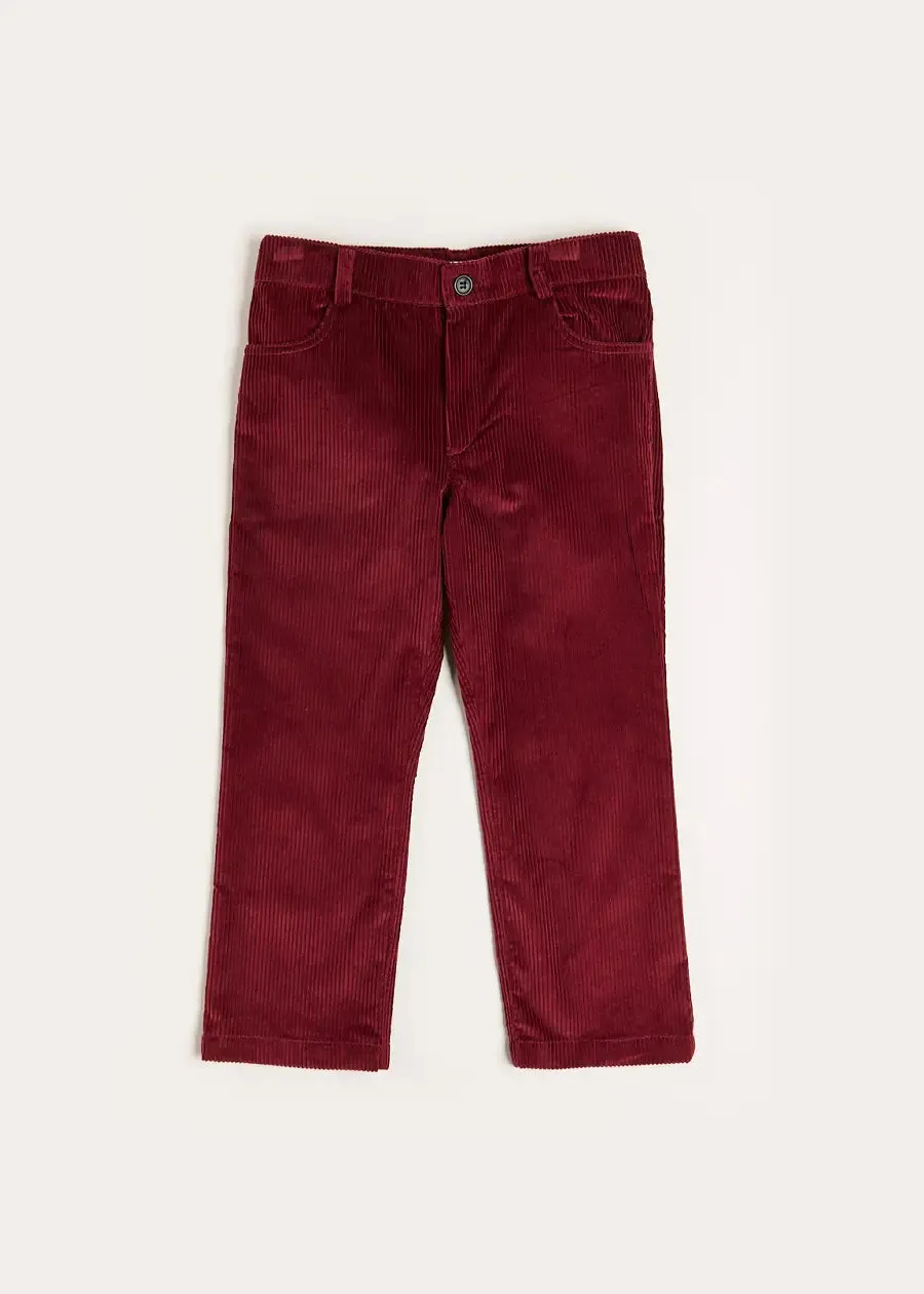 Corduroy Five Pocket Trousers in Burgundy (4-10yrs)