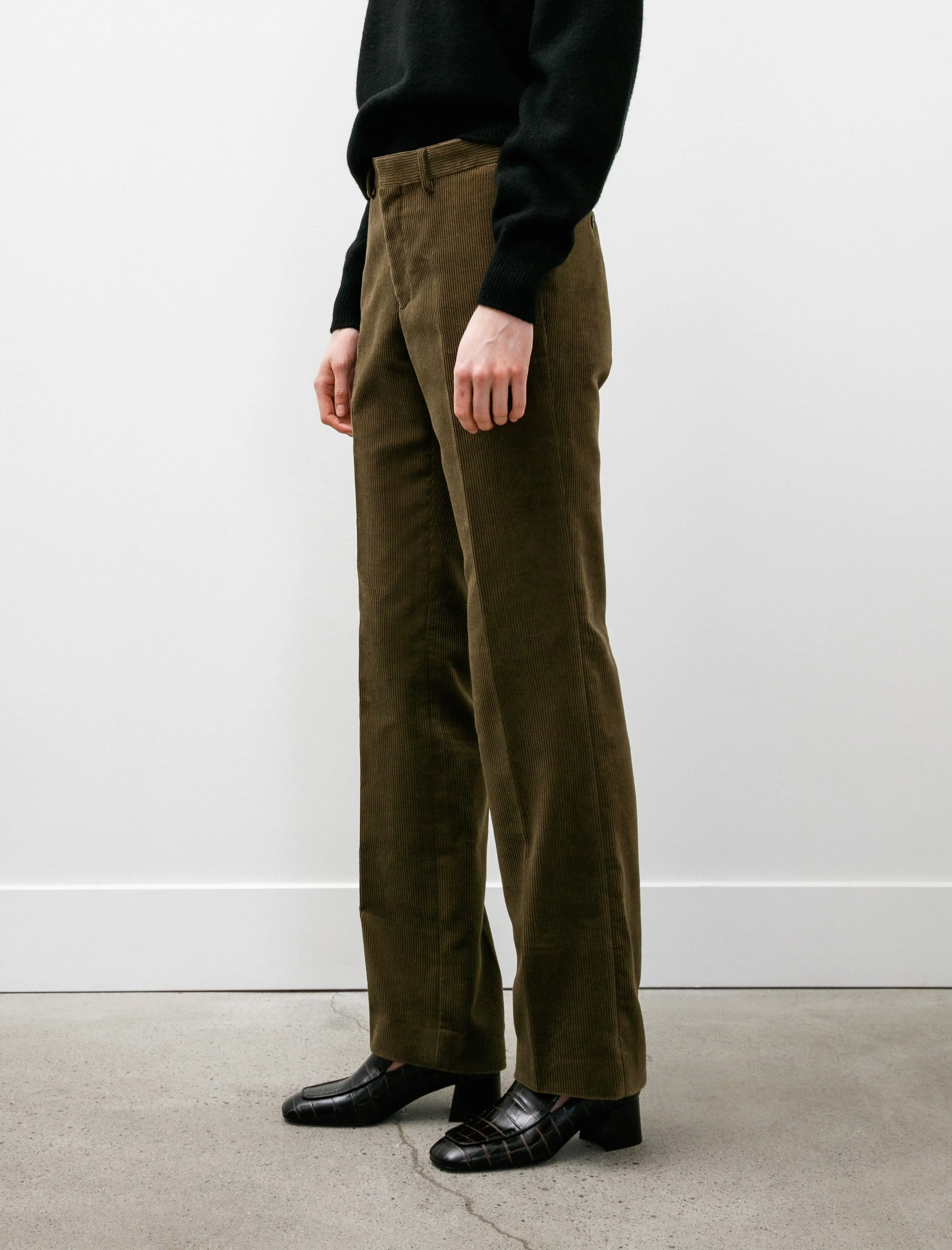 Corduroy Piped Stem Pants Khaki