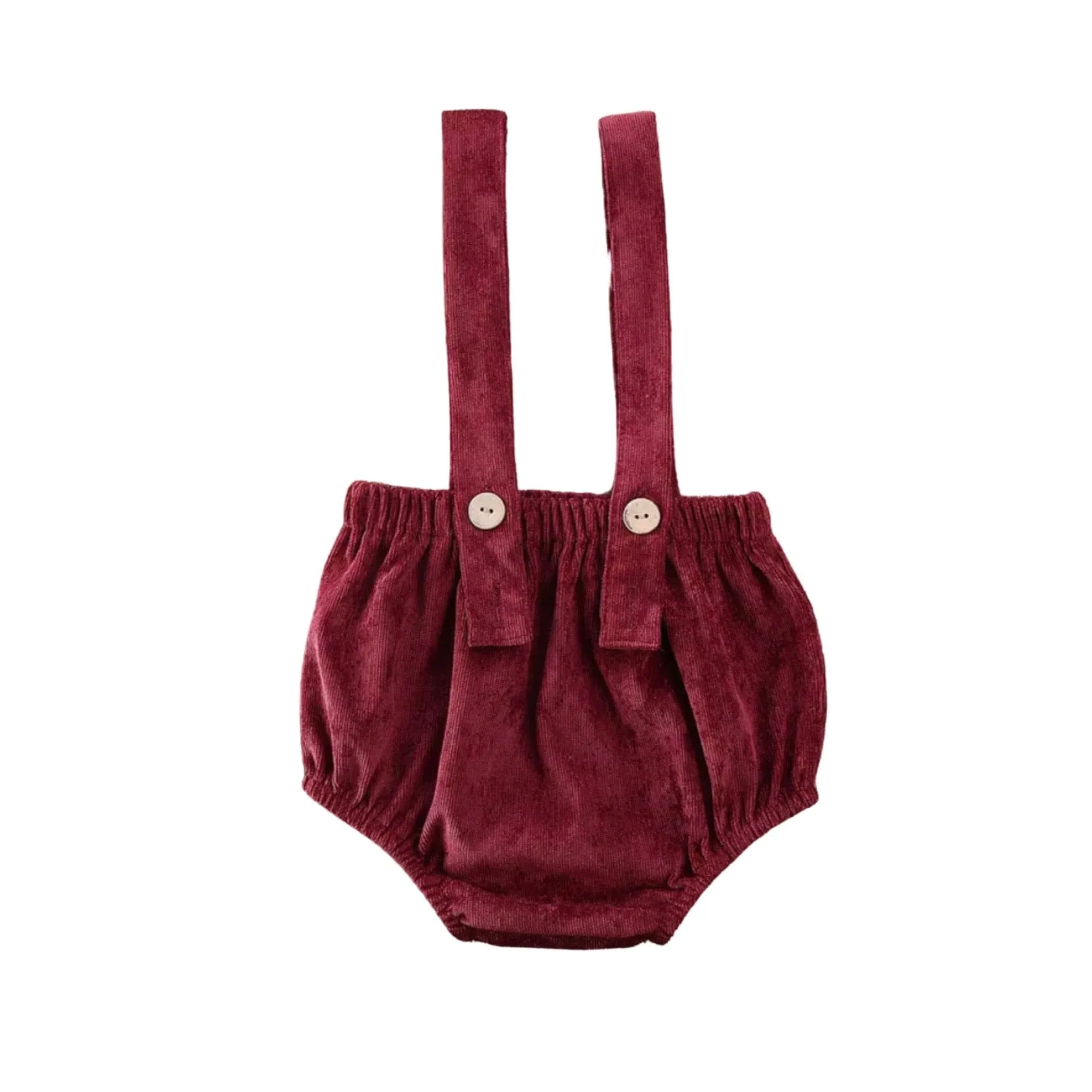 CORDUROY SUSPENDER BLOOMERS - Burgandy