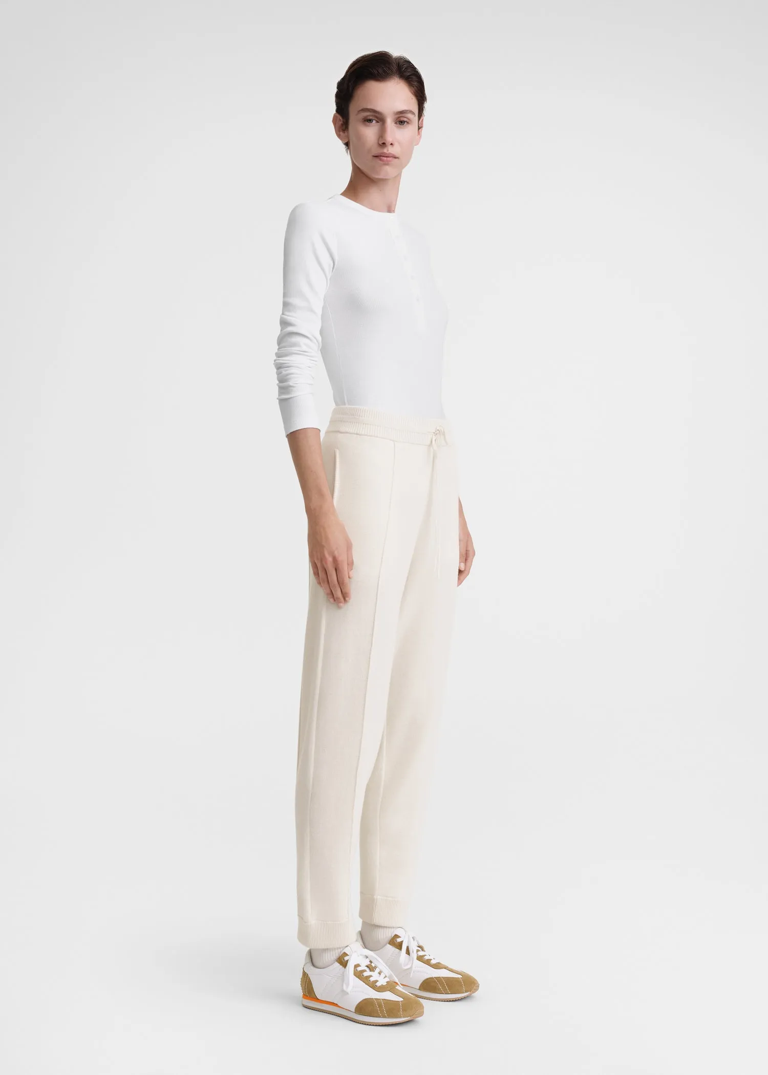 Cotton cashmere sweatpants macadamia