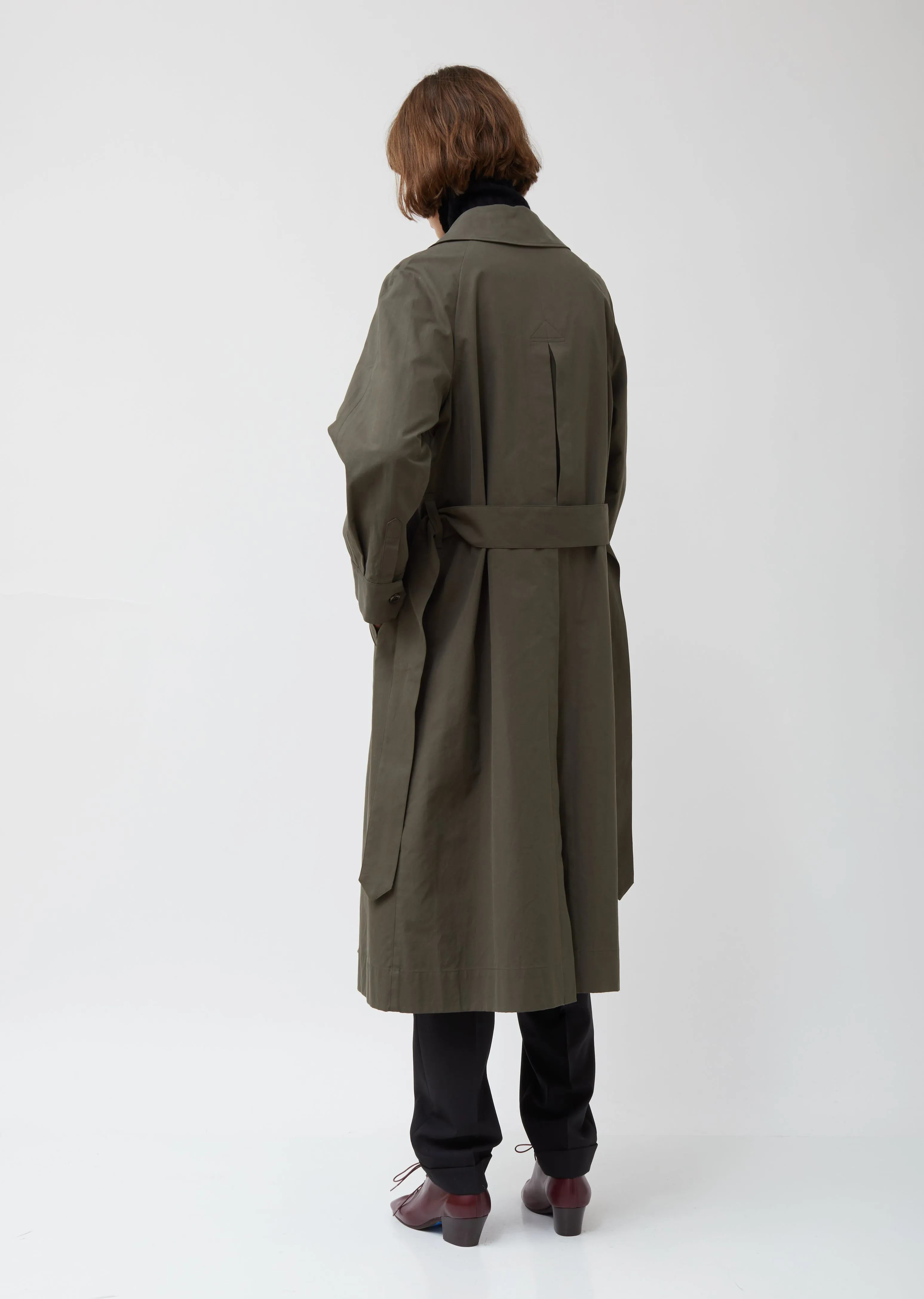 Cotton Twill Trench Coat Dress