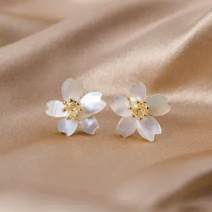 Dahlia Shell Flower Earrings