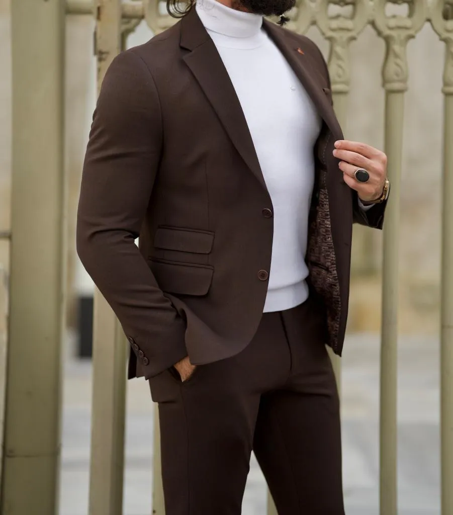 Dark Brown 2 Piece Groom Wedding Suit for Men | GentWith.com