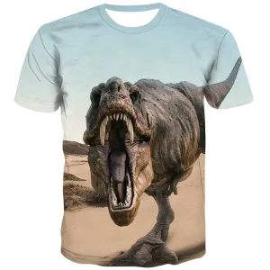 Dinosaur T-shirt Men Ferocious Tshirts Cool Harajuku Tshirt Anime Funny T-shirts Graphic Street Tshirts Casual