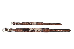 Dog Collar with Peppered Hide, Tooling, Copper Flower Spots & TT Finish