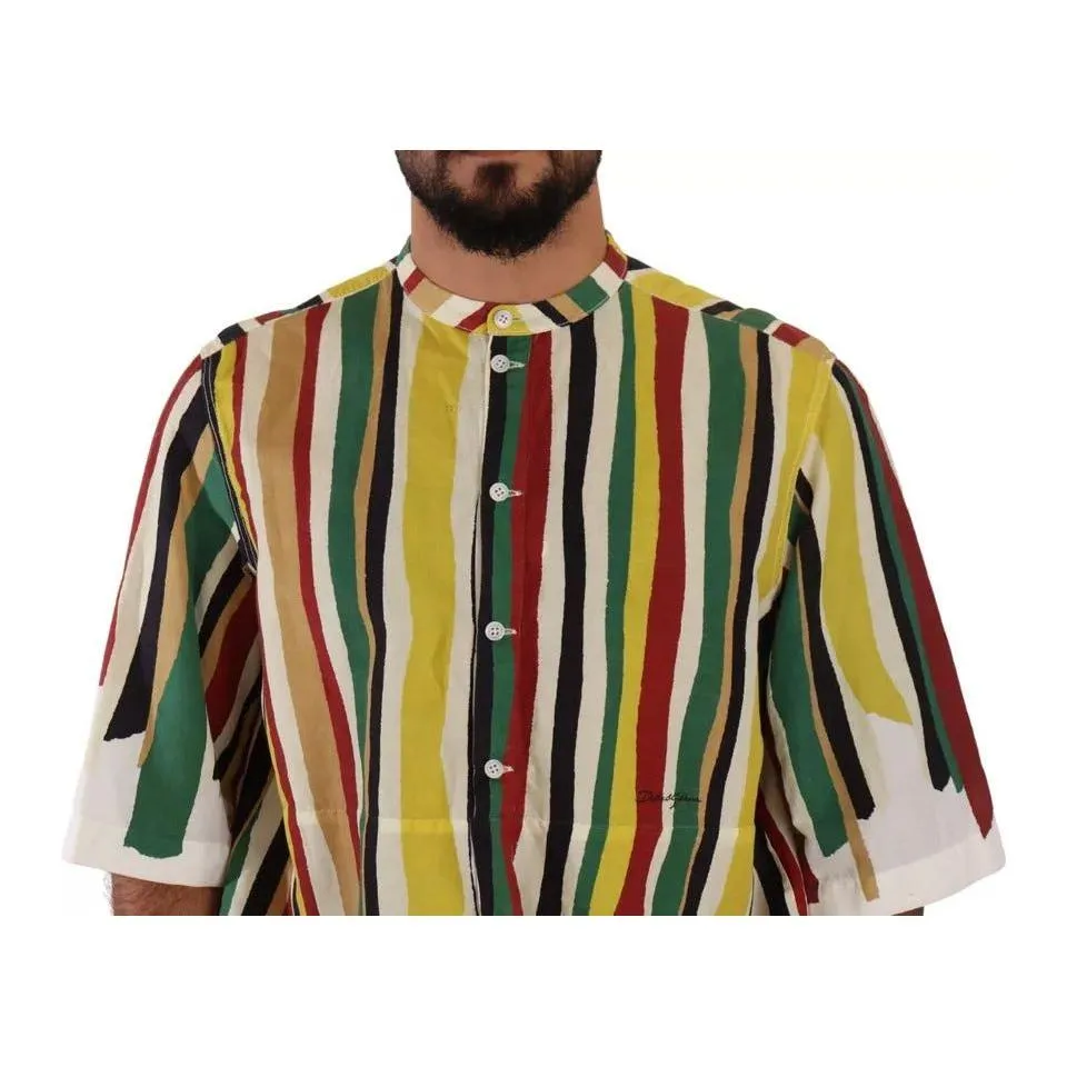 Dolce & Gabbana Multicolor Striped Linen Cotton Shirt