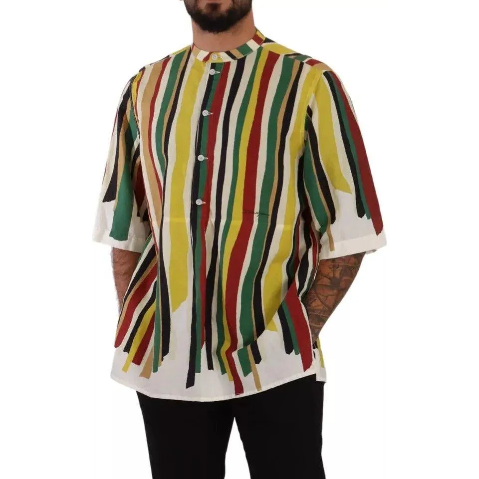 Dolce & Gabbana Multicolor Striped Linen Cotton Shirt