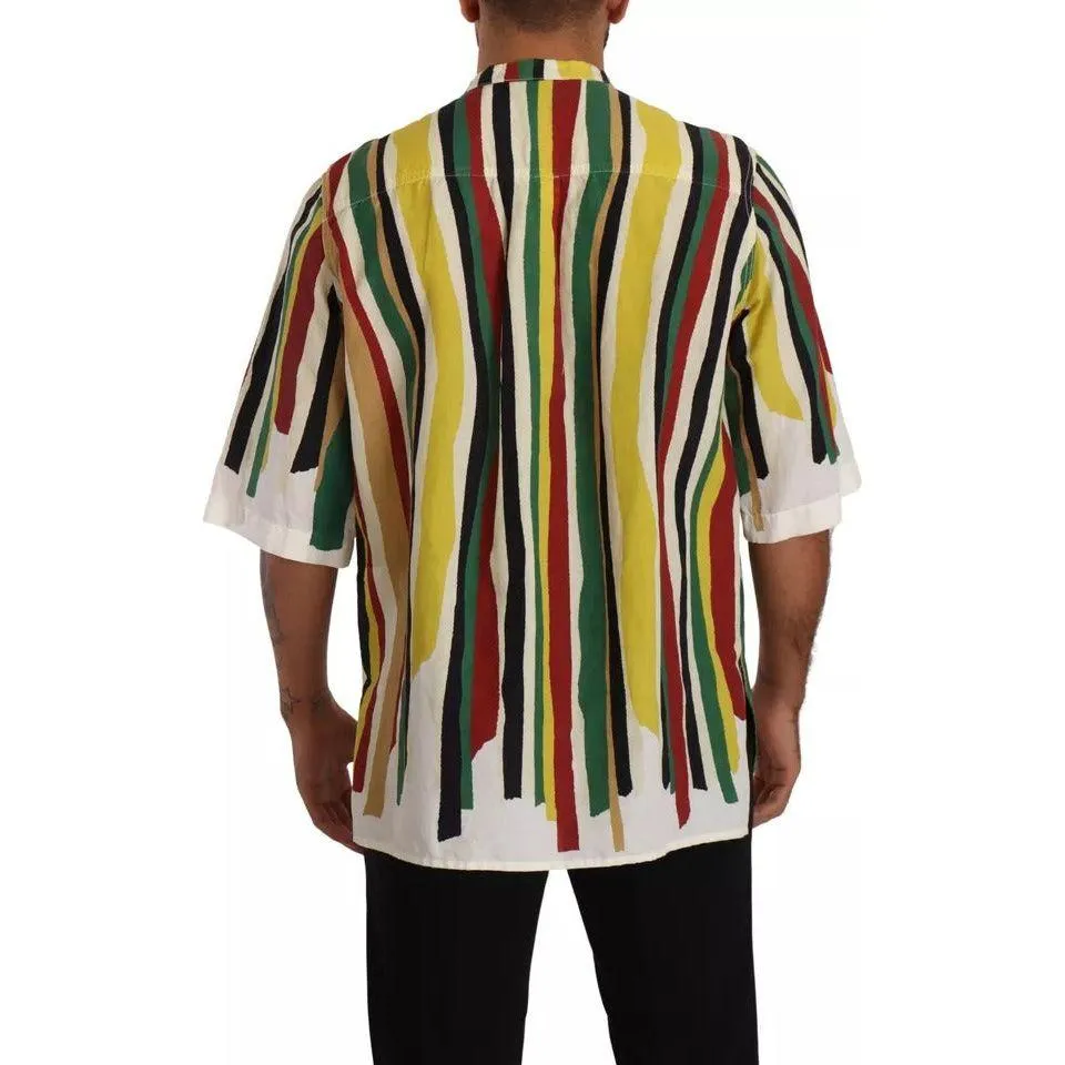 Dolce & Gabbana Multicolor Striped Linen Cotton Shirt