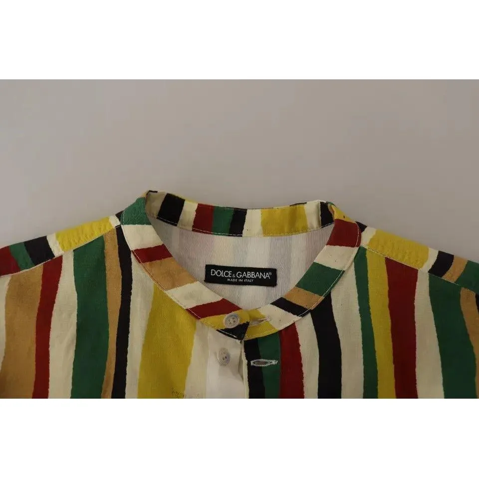 Dolce & Gabbana Multicolor Striped Linen Cotton Shirt