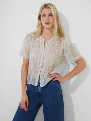 Doria Crinkle Ruffle Front Top