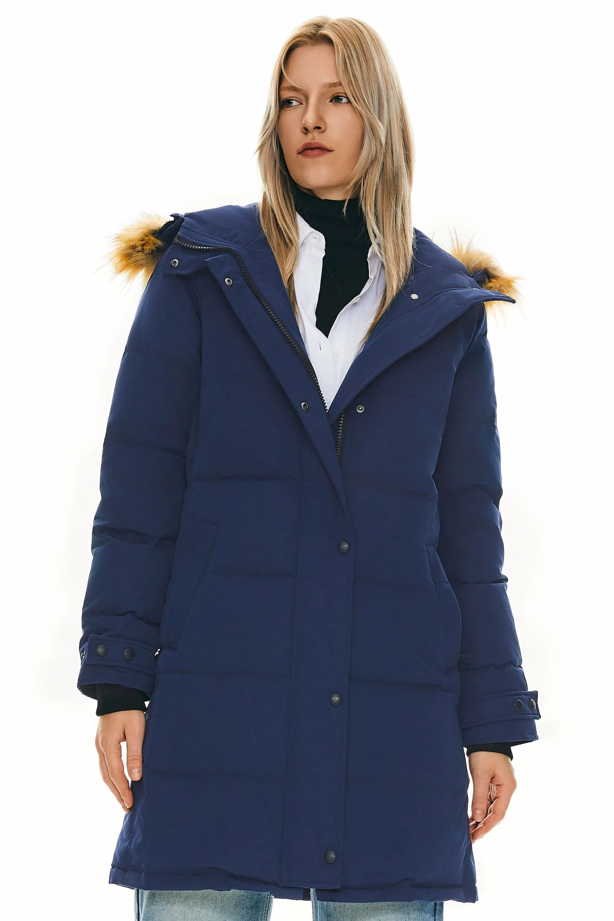 Drawstring Hooded Thickened Puffer Down Coat