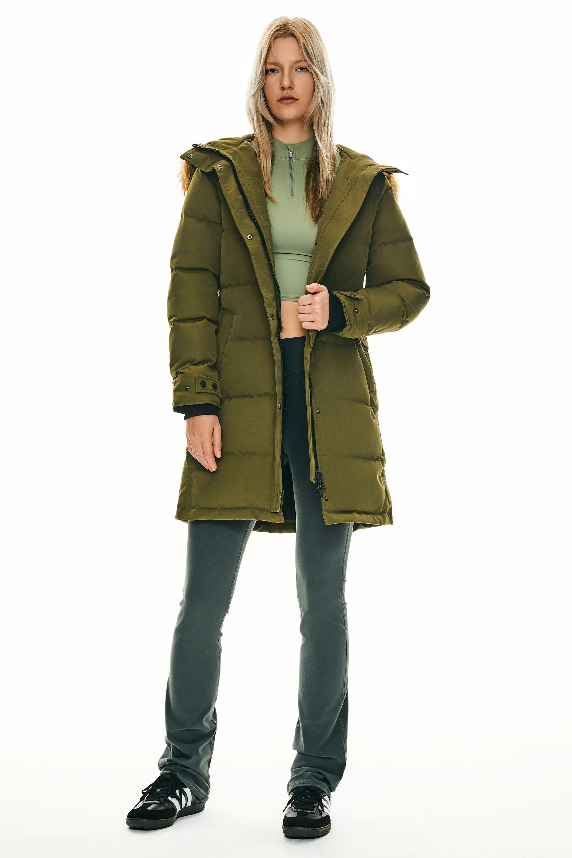 Drawstring Hooded Thickened Puffer Down Coat