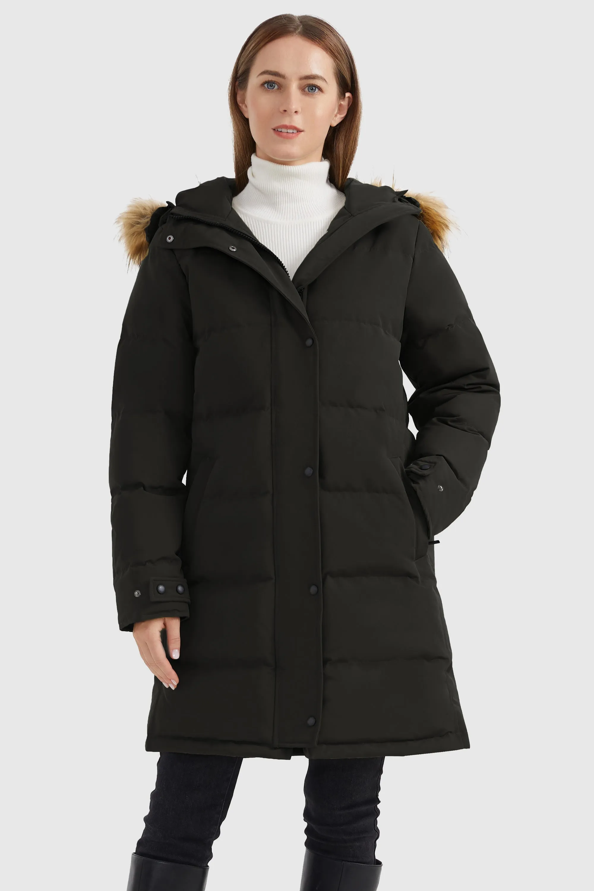 Drawstring Hooded Thickened Puffer Down Coat