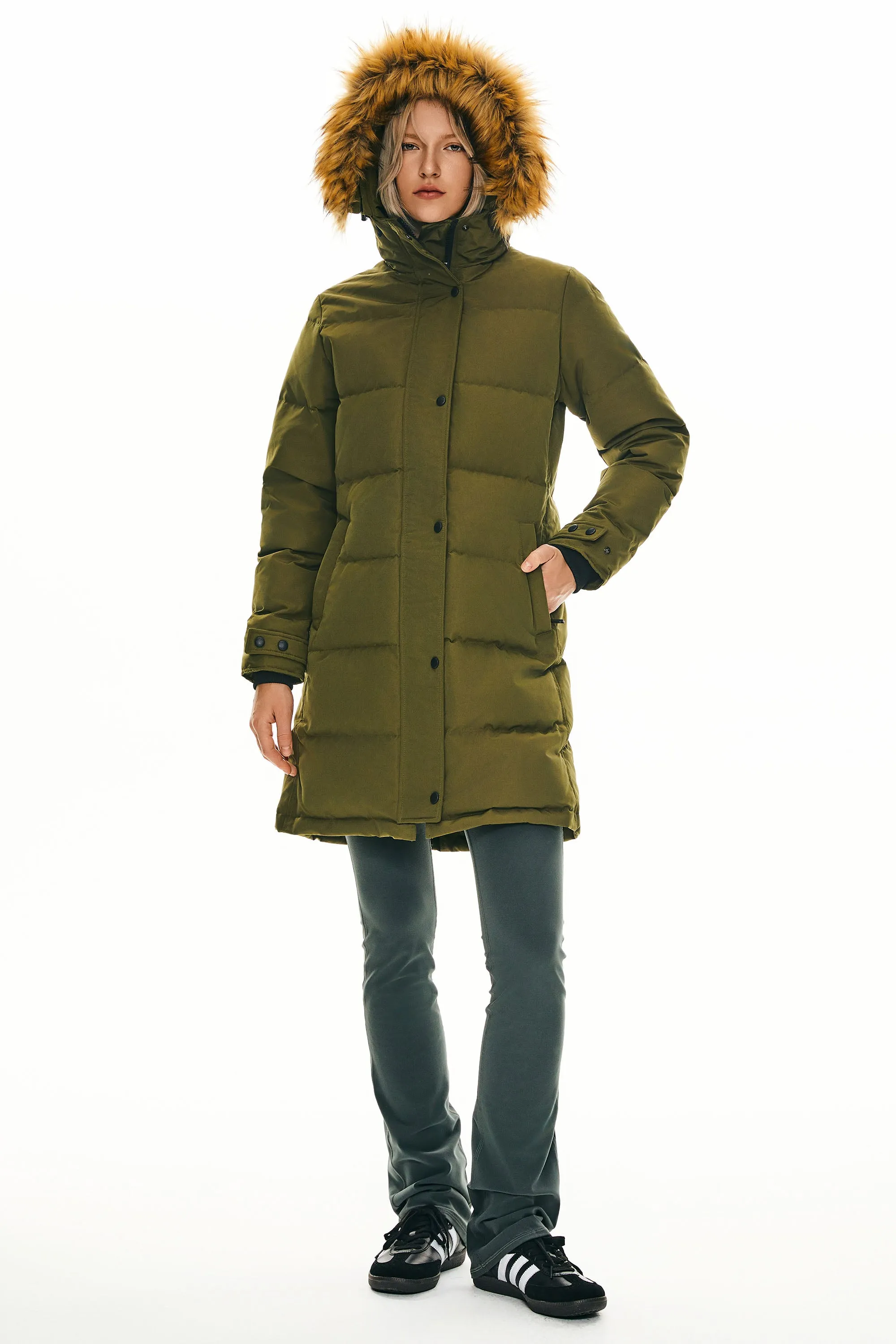 Drawstring Hooded Thickened Puffer Down Coat