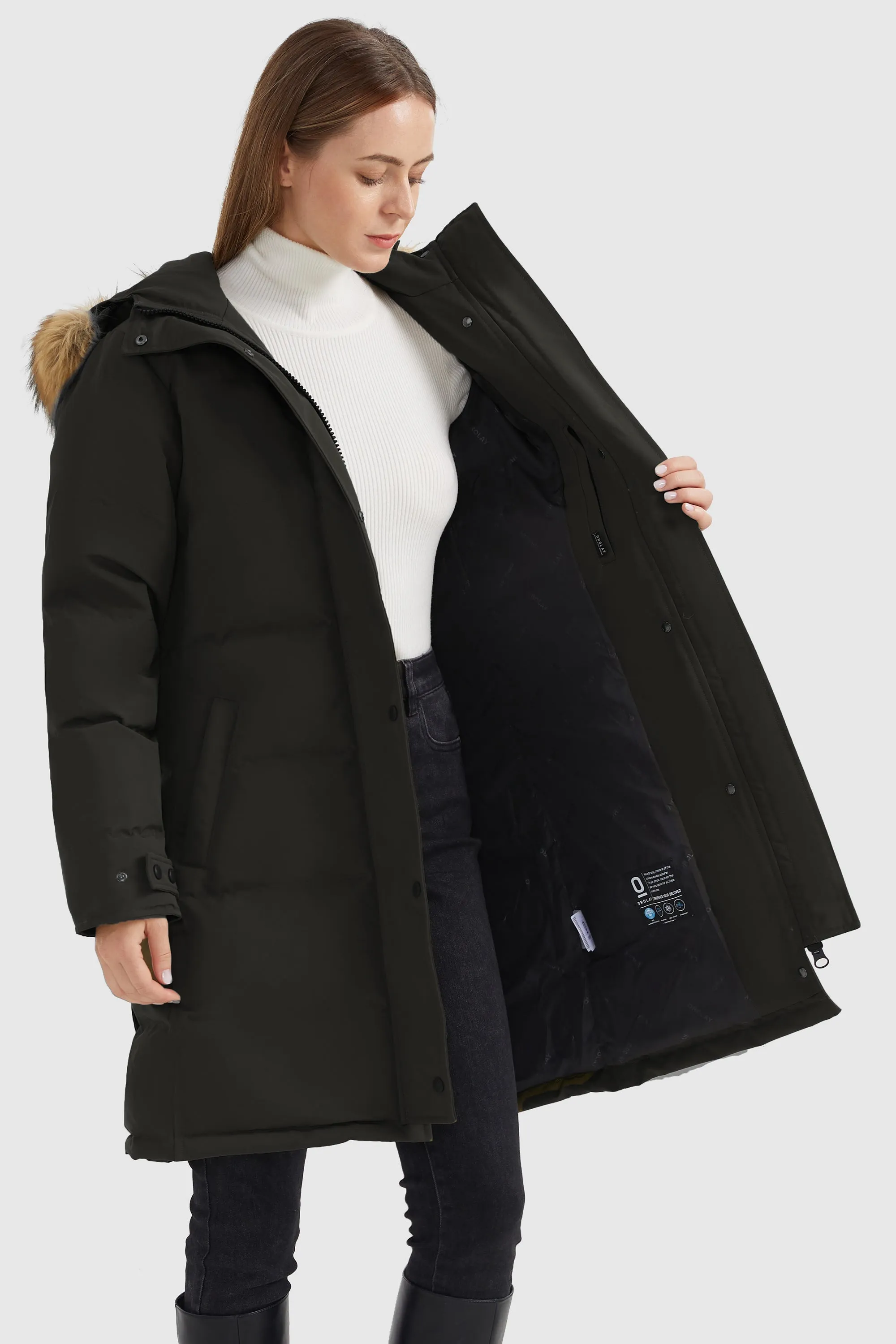 Drawstring Hooded Thickened Puffer Down Coat