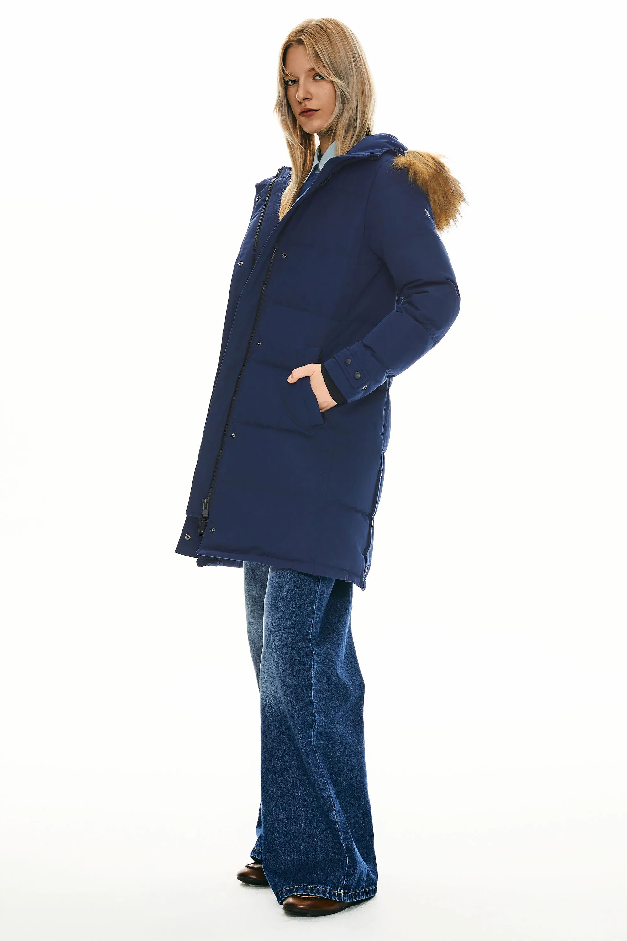 Drawstring Hooded Thickened Puffer Down Coat