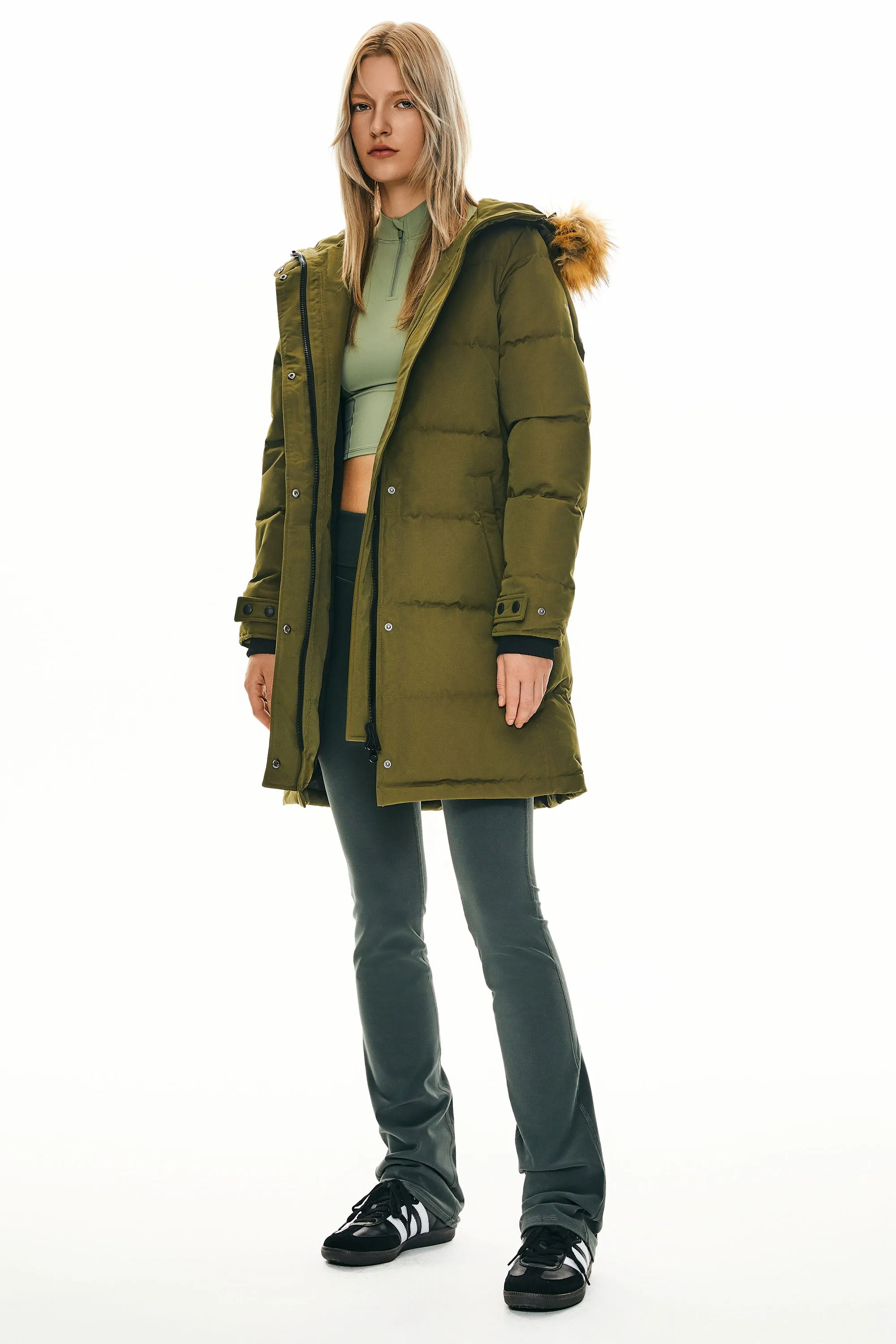 Drawstring Hooded Thickened Puffer Down Coat