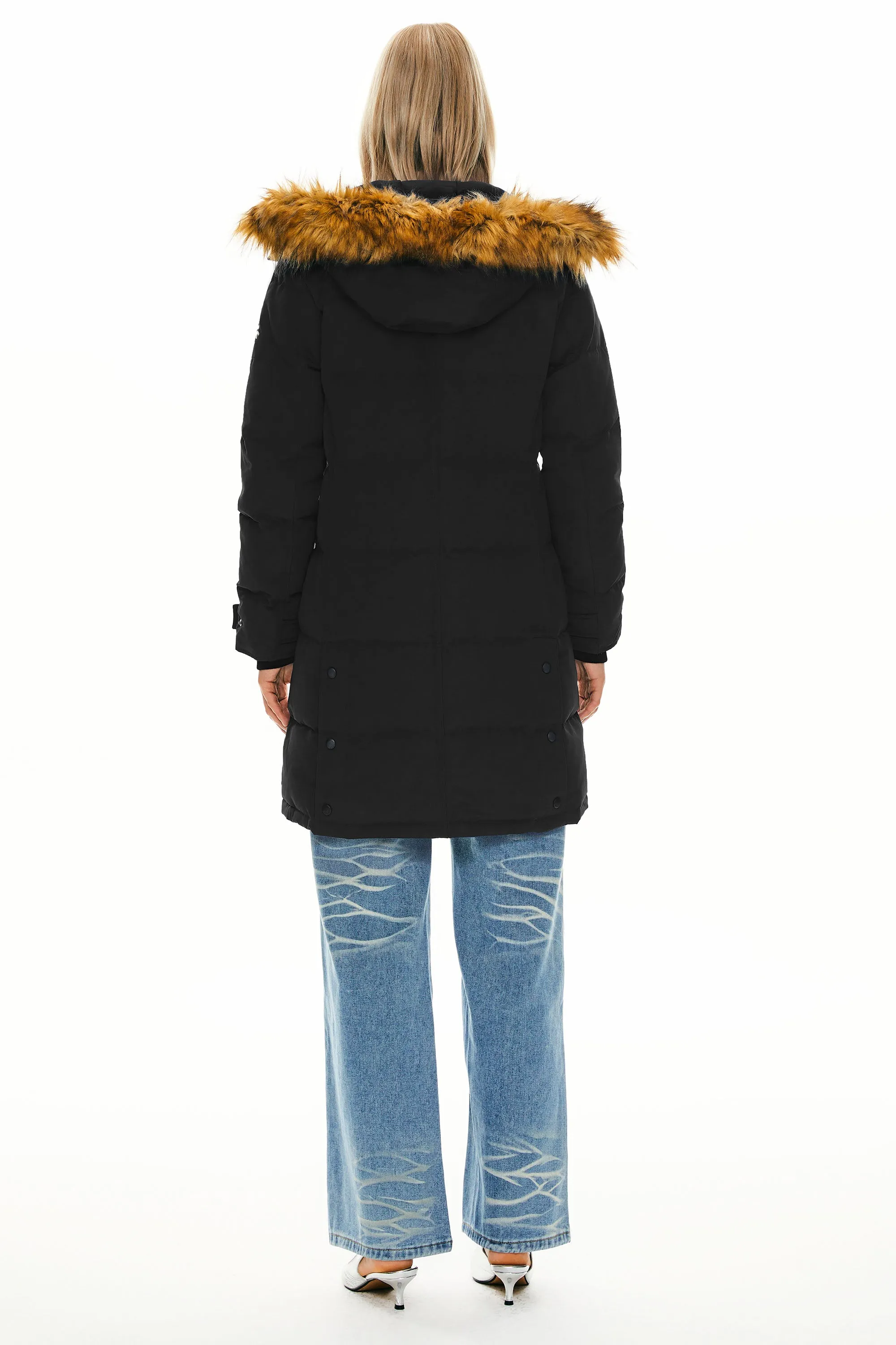 Drawstring Hooded Thickened Puffer Down Coat