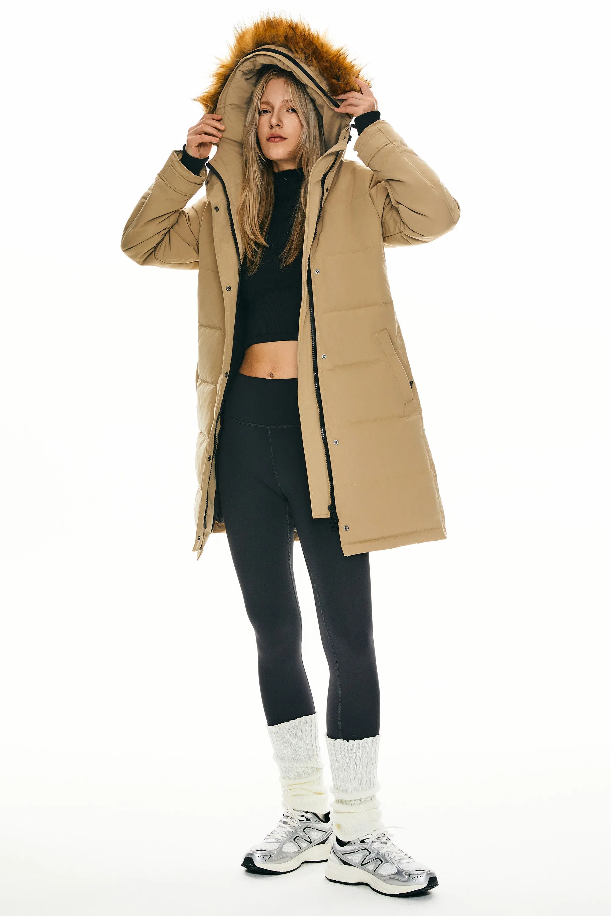 Drawstring Hooded Thickened Puffer Down Coat