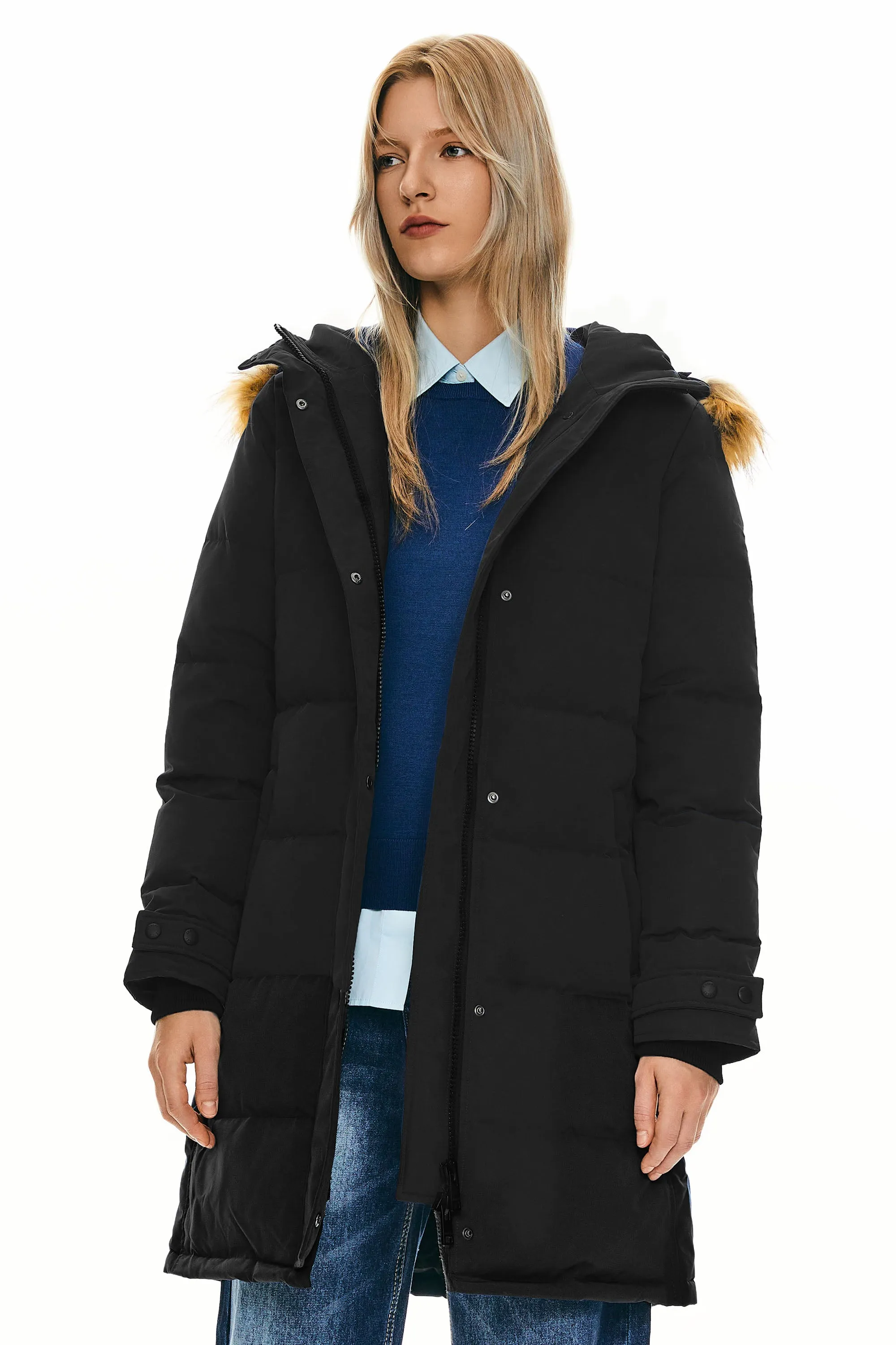 Drawstring Hooded Thickened Puffer Down Coat