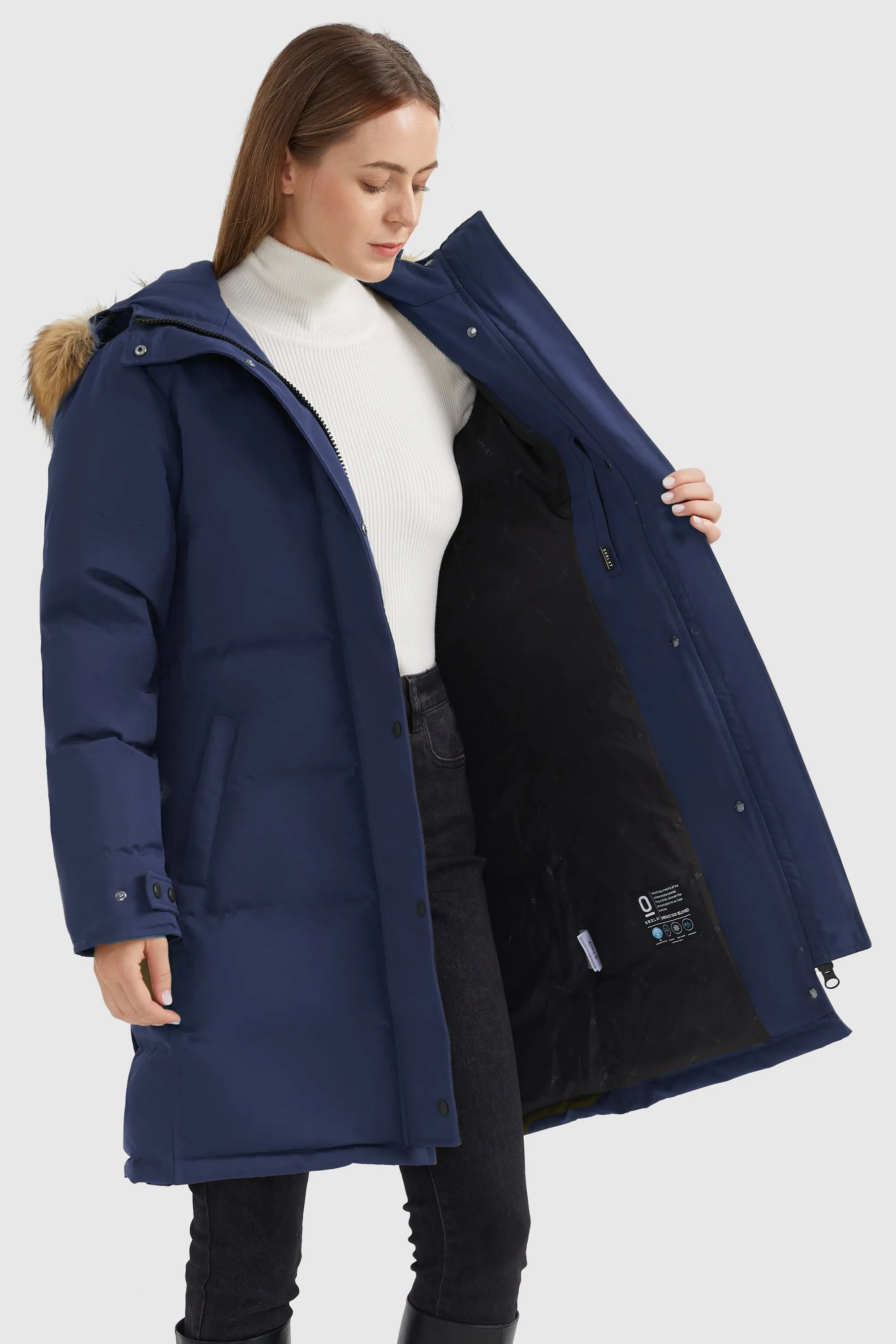 Drawstring Hooded Thickened Puffer Down Coat