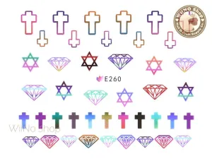 E260 Colorful Cross Diamond Nail Sticker Nail Art - 1 pc