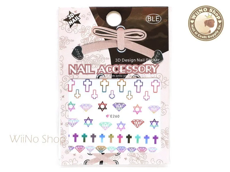 E260 Colorful Cross Diamond Nail Sticker Nail Art - 1 pc