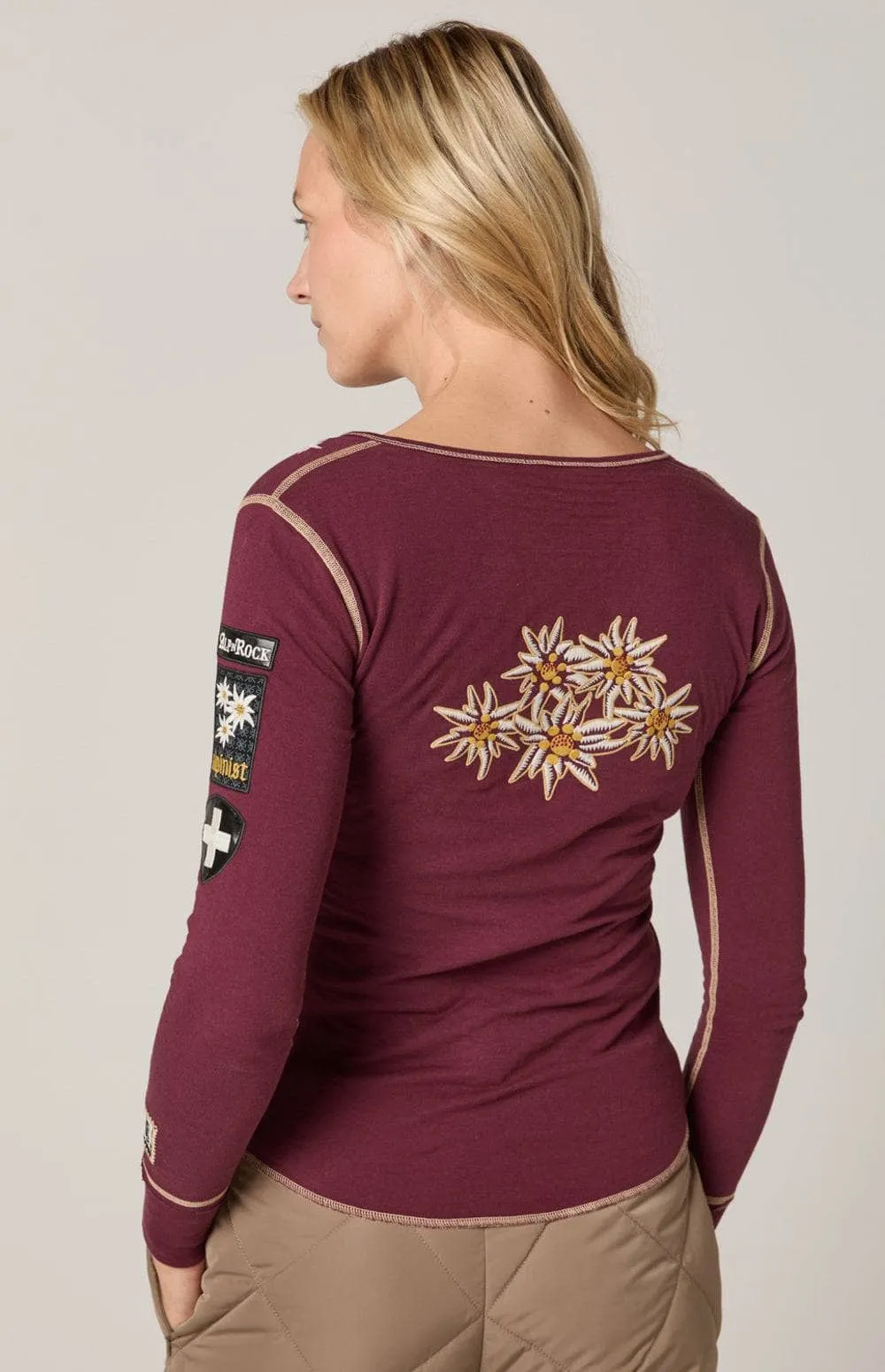 Edelweiss Henley Shirt | Burgundy