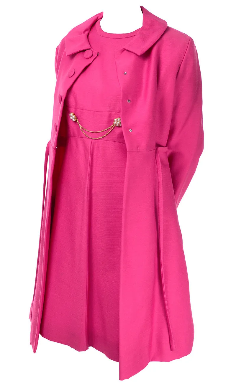 Emma Domb 1960s Perfect Pink Vintage Dress Coat Suit Ensemble