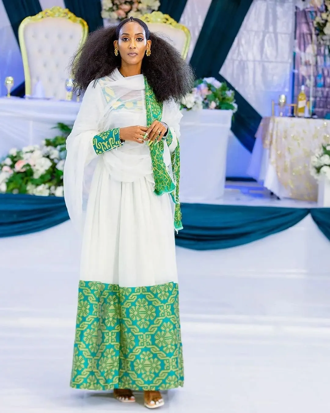 Enchanting Green Pattern Habesha Dress Habesha Kemis Habesha Libs es00148