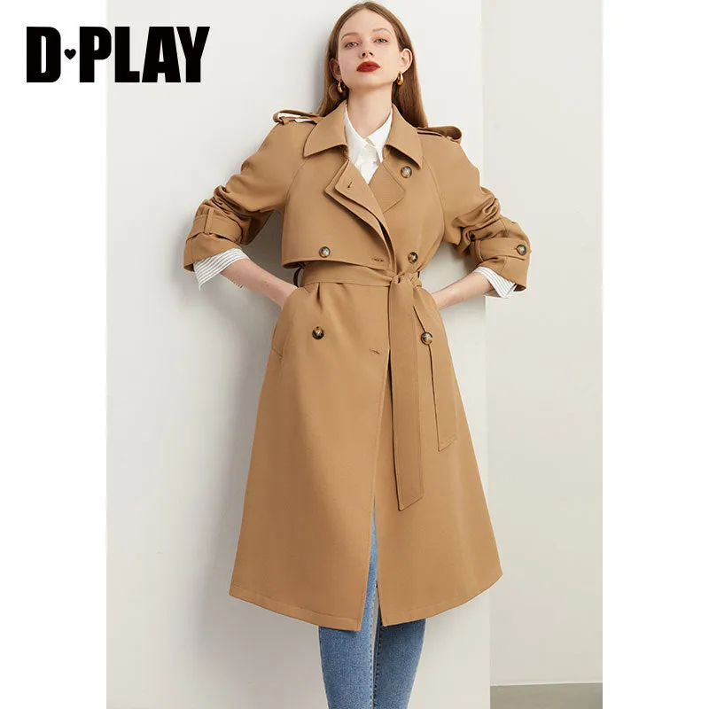 Fall Autumn Classic Khaki Paneled Double Breasted Trench Coat - Kochi