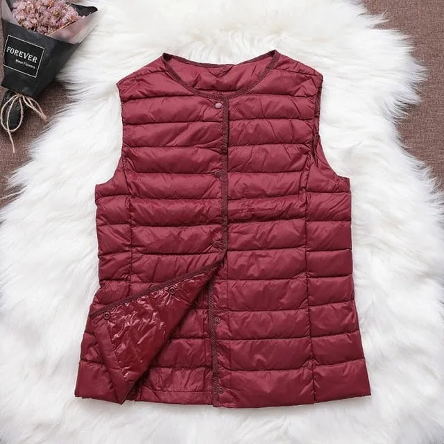 Fitaylor Ultra Light White Duck Down Vest Thin Coat