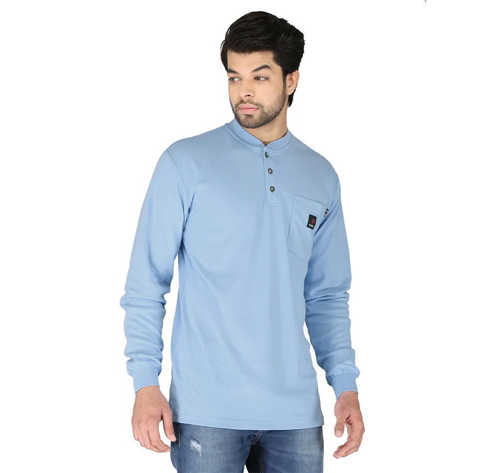 Forge Fr Men's Light Blue Henley Neck Long Sleeve T-shirt