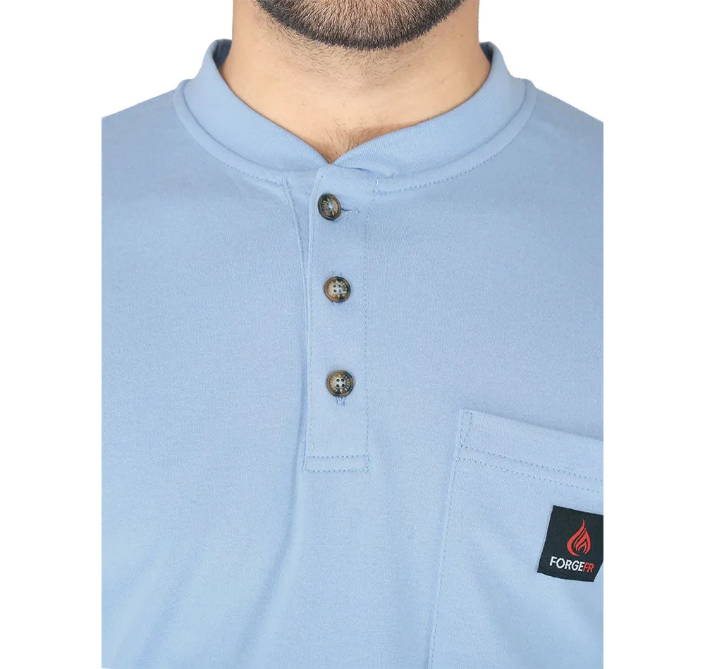 Forge Fr Men's Light Blue Henley Neck Long Sleeve T-shirt