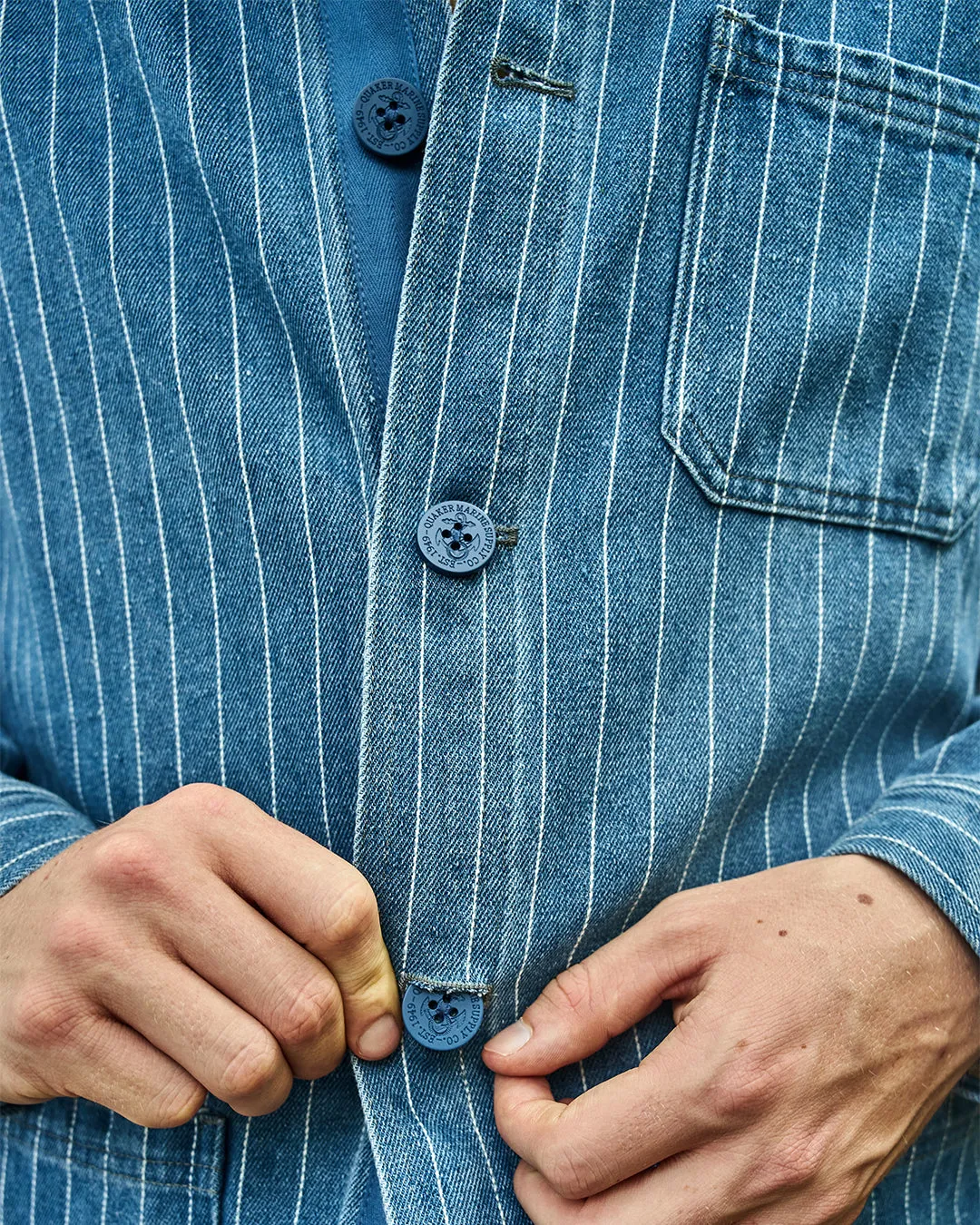 French Workman’s Jacket in Denim Pinstripe