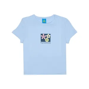 Frog Flower Baby Cropped T-Shirt - Baby Blue