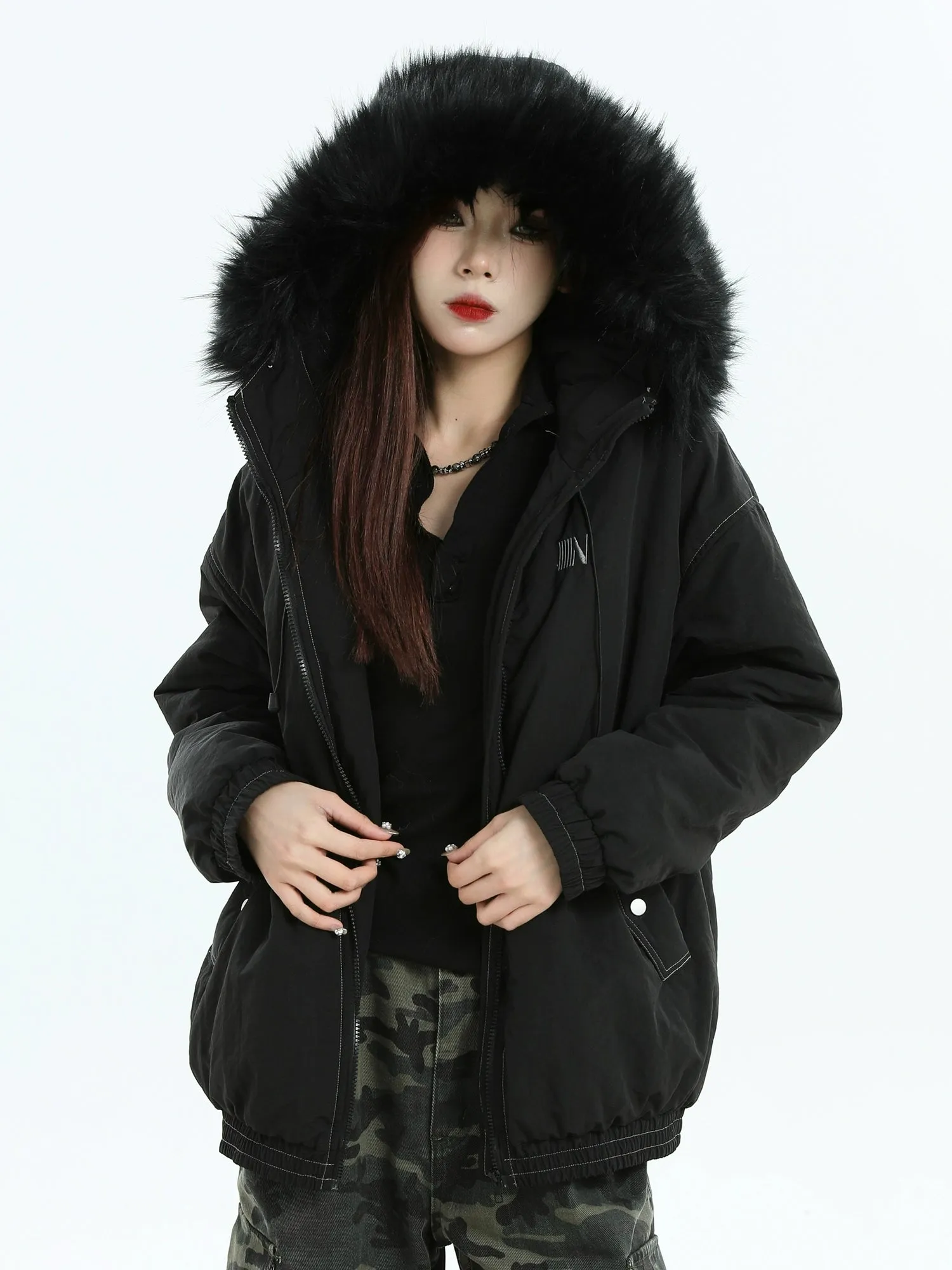 Fur Collar Hooded Jacket