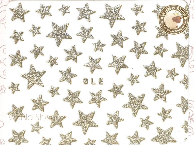 Glitter Star Light Gold Adhesive Nail Sticker Nail Art - 1 pc (BLE-LG)