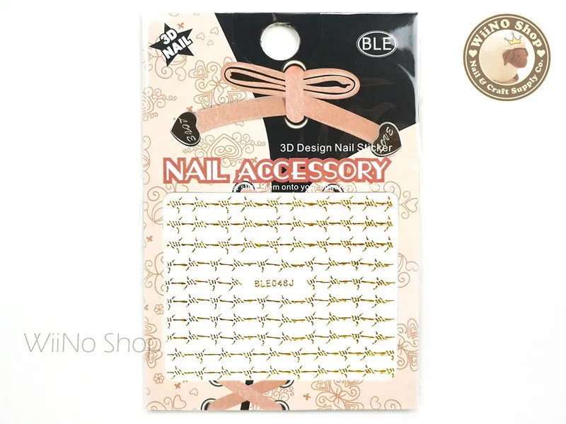 Gold Barbed Wire Adhesive Nail Sticker Nail Art - 1 pc (BLE048JG)