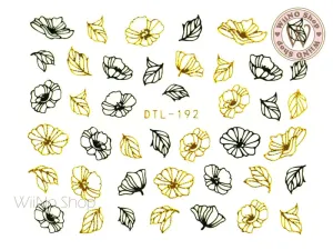 Gold Black Petunia Flower Nail Art Sticker - 1 pc (DTL-192GB)