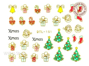 Gold Christmas Gift Nail Art Sticker - 1 pc (DTL-151G)