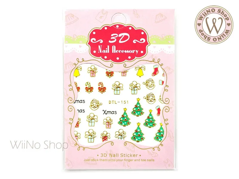 Gold Christmas Gift Nail Art Sticker - 1 pc (DTL-151G)