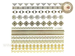 Gold Geometric Pattern Adhesive Nail Art Sticker - 1 pc (U G091)