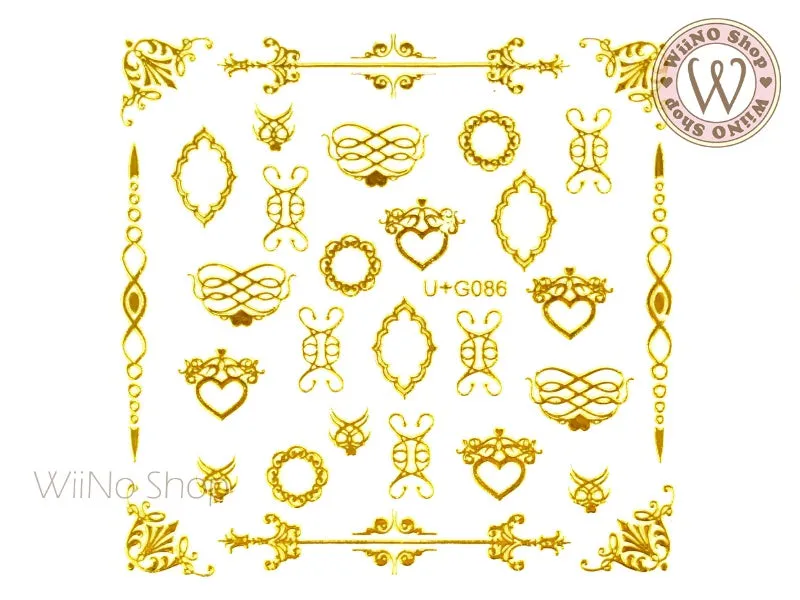 Gold Lace Pattern Adhesive Nail Art Sticker - 1 pc (U G086)