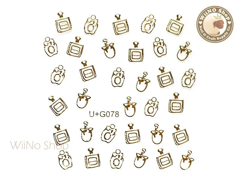 Gold Perfume Bottle Adhesive Nail Art Sticker - 1 pc (U G078)