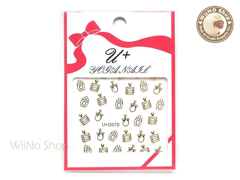 Gold Perfume Bottle Adhesive Nail Art Sticker - 1 pc (U G078)