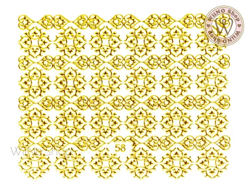 Gold Renaissance Pattern Adhesive Nail Art Sticker - 1 pc (J58)