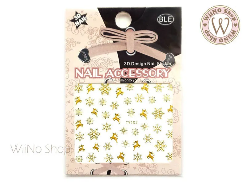 Gold Snowflake Nail Art Sticker - 1 pc (TY102G)