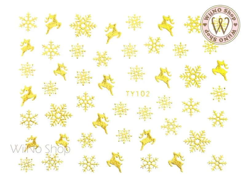 Gold Snowflake Nail Art Sticker - 1 pc (TY102G)