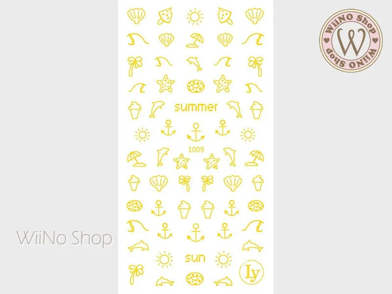 Gold Summer Adhesive Nail Art Sticker - 1 pc (LY-1009)